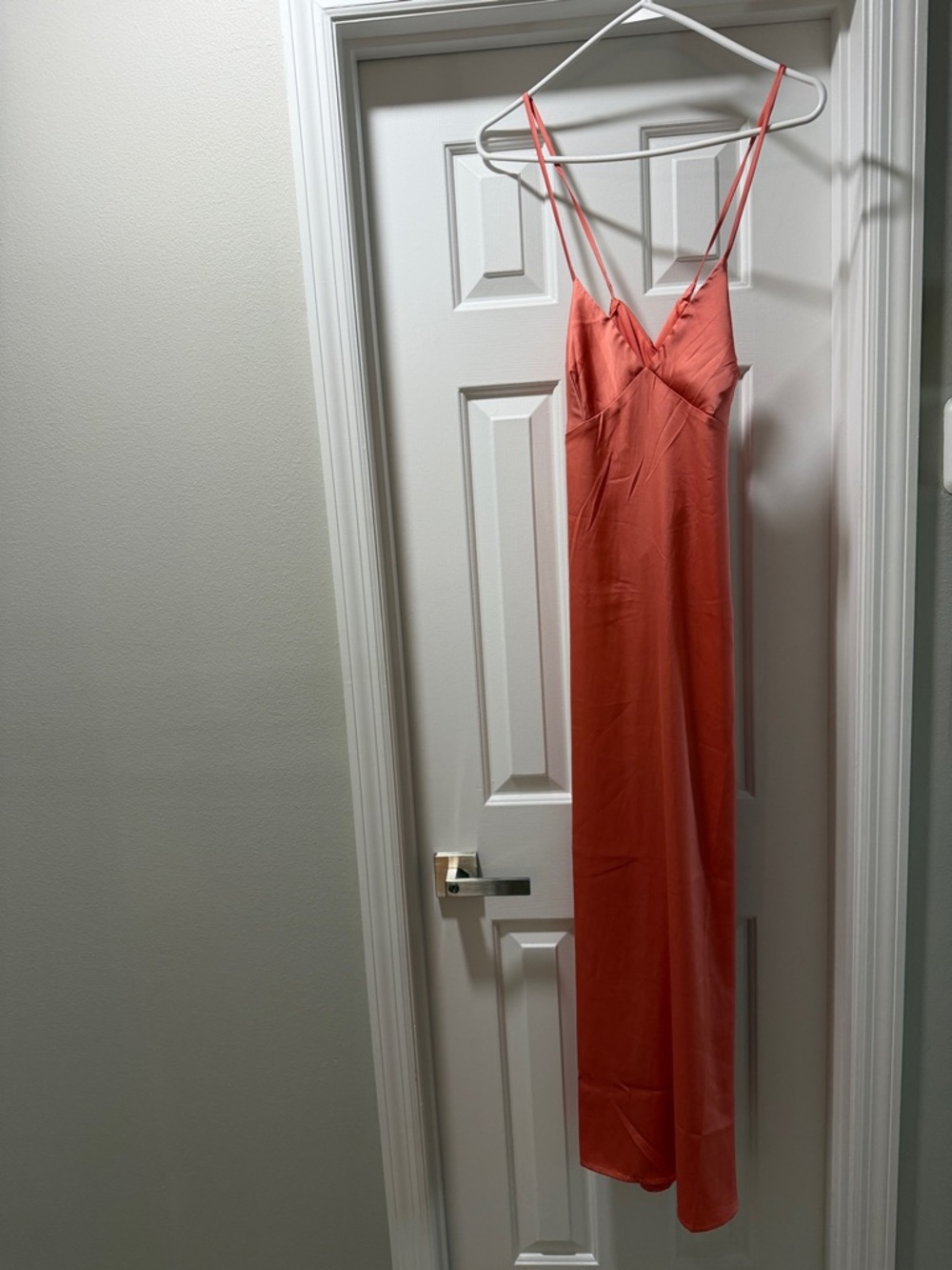 Women's Coral Maxi Slip Dress with Spaghetti Straps